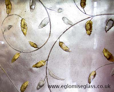 eglomise glass leaf design
